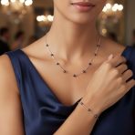Black Freshwater Cultured Pearl Tin Cup Necklace & Bracelet Set Sterling Silver - Image 3