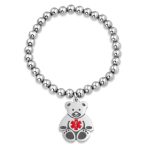 Set of 2 Medical ID Bracelet Teddy Bear & Heart Charm Silver Tone Beads - Image 5