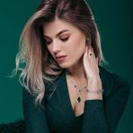 Oval Fashion Collar Necklace with Blue or Green Simulated Gemstone Teardrop - Image 11