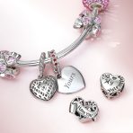 Romantic Filigree Heart Charm Bead for Wife or Daughter in Sterling Silver - Image 5