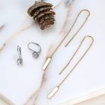 Minimalist Geometric Dangle Earrings 14K Gold Plated  Sterling Silver - Image 4