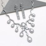 Vintage Art Deco Collar Necklace Set with Teardrop CZ and Earrings Silver Plated - Image 13