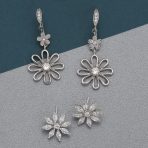 Floral Garden Wedding Canary Yellow CZ Daisy Dangle Chandelier Earrings Silver - Image 11