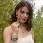Southwest Gemstone Turquoise Leaf Feather Pendant Necklace in Sterling Silver - Image 6