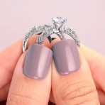 Vintage Style 1CT Round CZ Solitaire & Filigree Band Engagement Ring Set .925 Sterling Silver - Image 4