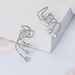 Triple Spiral CZ Curved Crawlers Ear Cuff Cartilage Earrings Gold Plated Silver - Image 14