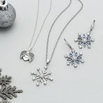 Winter Party Snowflake Pendant Necklace in Sterling Silver Leverback - Image 4