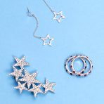 Jewelry Set Celestial Stars Rock Star Bracelet and Earrings Silver Toggle Clasp - Image 4