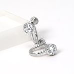Minimalist Blue CZ Clip-On Earrings Rose Gold Plated Sterling Silver 4MM - Image 5