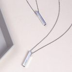Minimalist Vertical Bar Necklace Pendant Solid .925 Sterling Silver - Image 5