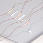 Inspirational Flat Bar Name Pendant Necklace 14K Gold Plated with Birthstone - Image 25