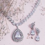 Cubic Zirconia Leaf Motif CZ Teardrop Dangle Chandelier Earrings Silver Plated - Image 6