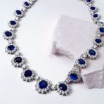 Vintage Estate Style Oval Crown Halo Green Emerald Cubic Zirconia CZ Statement Necklace - Image 16