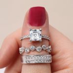 3CT AAA CZ Solitaire Asscher Cut Engagement Ring .925 Sterling Silver - Image 6