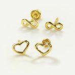 Petite 14K Gold Infinity Stud Earrings Secure Screwback - Image 5