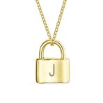 Monogram Lovers Padlock Pendant Necklace Gold Plated 16 Inch - Image 35