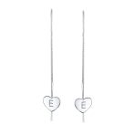 Lightweight Long Flat Heart Chain Threader Earrings Sterling Silver U Hook - Image 31