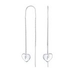 Lightweight Long Flat Heart Chain Threader Earrings Sterling Silver U Hook - Image 6