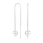 Lightweight Long Flat Heart Chain Threader Earrings Sterling Silver U Hook - Image 8