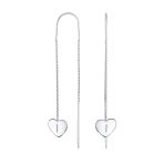 Lightweight Long Flat Heart Chain Threader Earrings Sterling Silver U Hook - Image 9