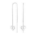 Lightweight Long Flat Heart Chain Threader Earrings Sterling Silver U Hook - Image 11