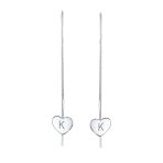 Lightweight Long Flat Heart Chain Threader Earrings Sterling Silver U Hook - Image 37