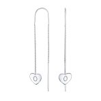Lightweight Long Flat Heart Chain Threader Earrings Sterling Silver U Hook - Image 15