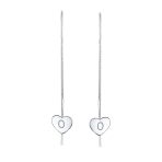 Lightweight Long Flat Heart Chain Threader Earrings Sterling Silver U Hook - Image 41