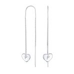 Lightweight Long Flat Heart Chain Threader Earrings Sterling Silver U Hook - Image 16
