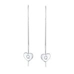 Lightweight Long Flat Heart Chain Threader Earrings Sterling Silver U Hook - Image 43