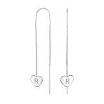 Lightweight Long Flat Heart Chain Threader Earrings Sterling Silver U Hook - Image 18