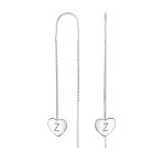 Lightweight Long Flat Heart Chain Threader Earrings Sterling Silver U Hook - Image 26
