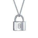 Monogram Lovers Padlock Pendant Necklace Gold Plated 16 Inch - Image 2
