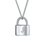 Monogram Lovers Padlock Pendant Necklace Gold Plated 16 Inch - Image 10