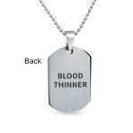 Medical ID Dog Tag Stainless Pendant Necklace 20 Inch - Image 42