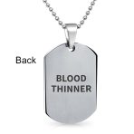 Medical ID Dog Tag Stainless Pendant Necklace 20 Inch - Image 51