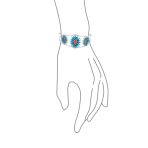 Native American Style Red Blue Turquoise Flower Blossom Statement Cuff Bracelet .925 Sterling Silver - Image 4