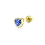 Tiny Cubic Zirconia Heart Cartilage Ear Stud 14K Gold Simulated Birthstone 4MM - Image 3