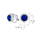 Traditional 2CT Round Black CZ Halo Clip-On Earrings Silver Plated 7MM - Image 14