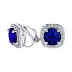 Traditional 2CT Round CZ Solitaire Halo Clip-On Earrings GoldSilver Non-Pierced - Image 2