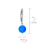 Simple Gemstone 8MM Drop Ball Earrings Secure Hinge Lever Back Sterling Silver - Image 62