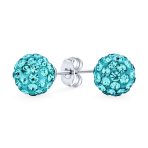 Elegant Glittering Pave Crystals Drop Ball Earrings 8MM - Image 7