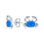 Gemstone Pink Blue White Opal Stud Earrings Sterling Silver October Birthstone - Image 2