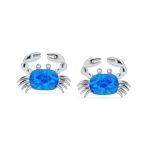 Gemstone Pink Blue White Opal Stud Earrings Sterling Silver October Birthstone - Image 5