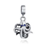 Squid Scuba Diver Octopus Dangle Charm Bead Silver for European Bracelet