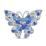 Large Crystal Filigree Butterfly Brooch Pin Fashion Statement Silver Plated - Image 2