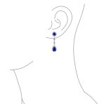 Crown Halo Cubic Zirconia CZ Teardrop Chandelier Clip On Earrings Non-Pierced - Image 11