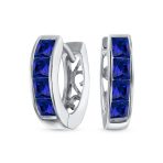Unisex Small CZ Hoop Earrings in Gold-Plated Sterling Silver Multi-Color Options - Image 5