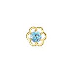 Tiny Open Flower Blue CZ Stud Helix Lobe Cartilage 1 Piece Earring Screwback 14K Yellow Gold 4MM - Image 3
