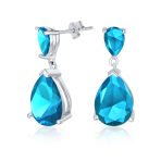 5CT Teardrop CZ Dangle Earrings Imitation Gemstone Silver